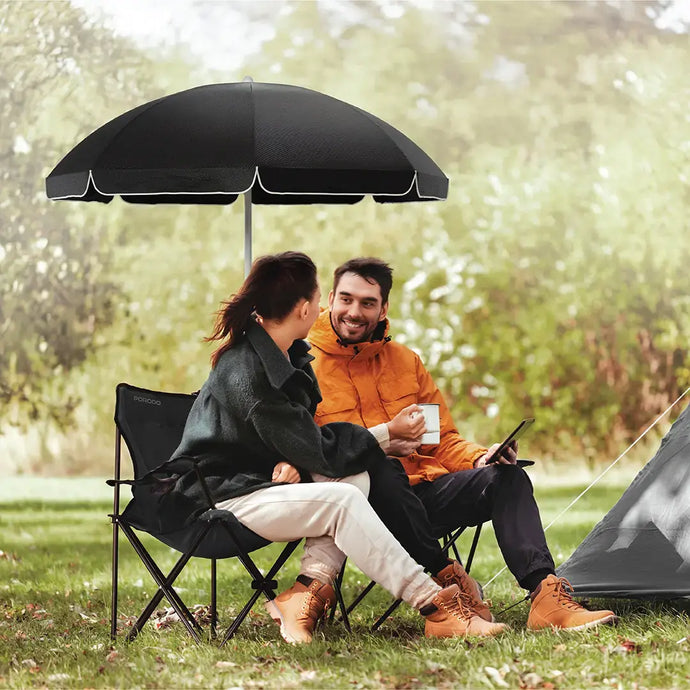 Porodo Campshade Camping Dual Chair With Umbrella & Cup Holder