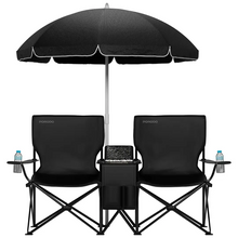 Load image into Gallery viewer, Porodo Campshade Camping Dual Chair With Umbrella &amp; Cup Holder
