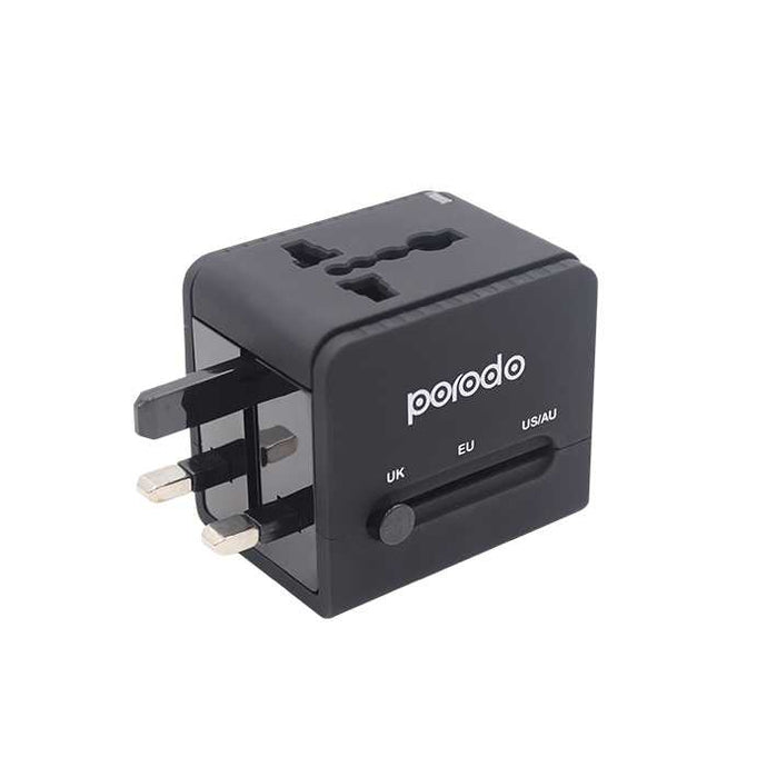 Porodo Universal Travel Adapter 2.4A (Black)