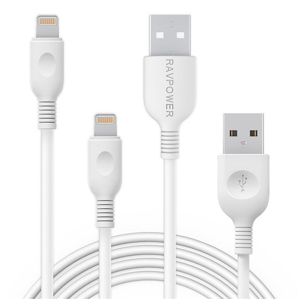 Ravpower 2-Pack 0.9m/1.8m Lightning Cable - White