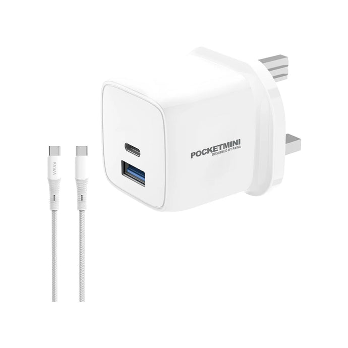 Pawa PocketMini Travel Charger 20W USB-C To USB-C - White