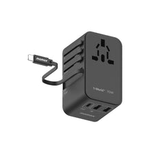 Load image into Gallery viewer, Momax 1-World + 70W GaN 3-Port + AC Travel Adapter With Retractable USB-C Cable UA18
