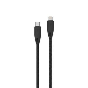 Powerology braided USB-C to lightning cable 1.2m - Black