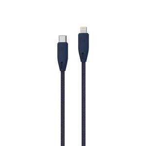 Powerology braided USB-C to lightning cable 1.2m - Blue
