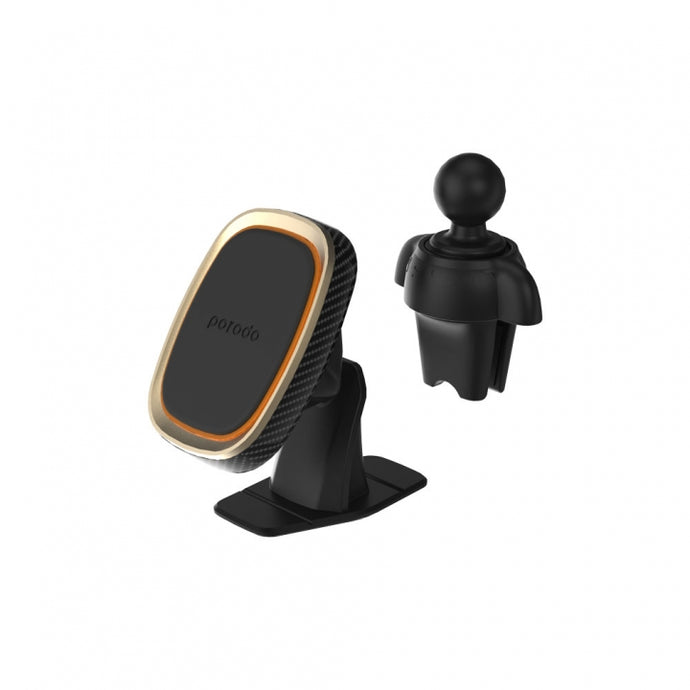 Porodo magnetic car mount rotating mount with dual mounting - Gold
