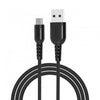 Porodo metal braided Cable 1.2m Type-C 2A - Black