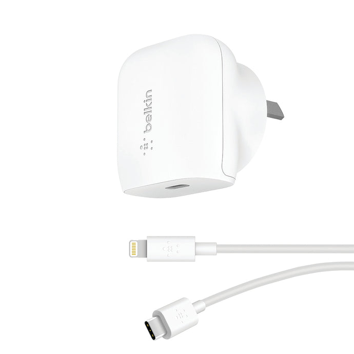 Belkin USB-C Wall Charger 20W + USB-C Cable with Lightning Connector