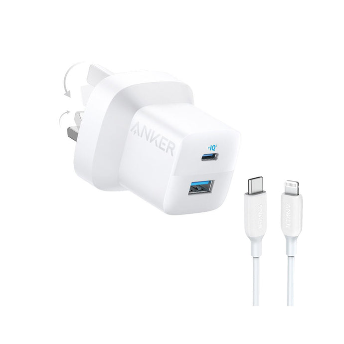 Anker 323 Charger with 310 Usb-c to Lightning Cable  33w 1m - White