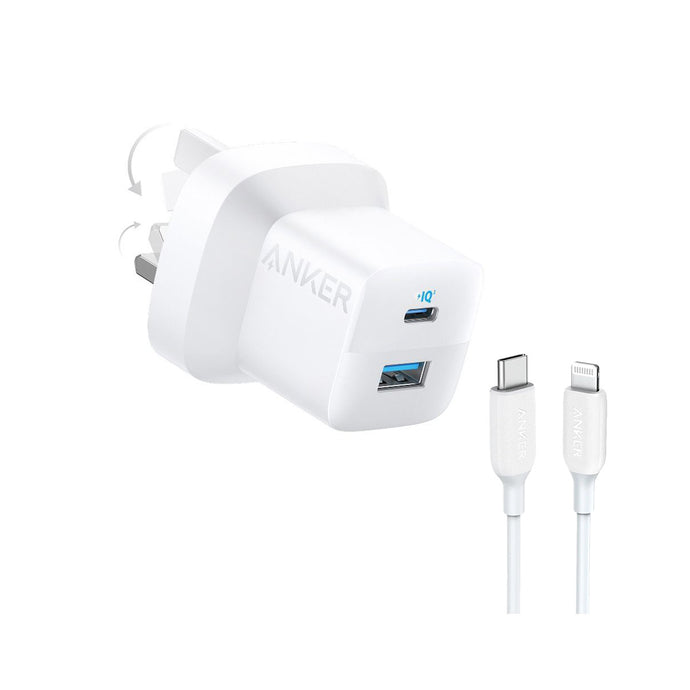 Anker 323 Charger with 310 Usb-c to Lightning Cable Cable 33w 1m - White